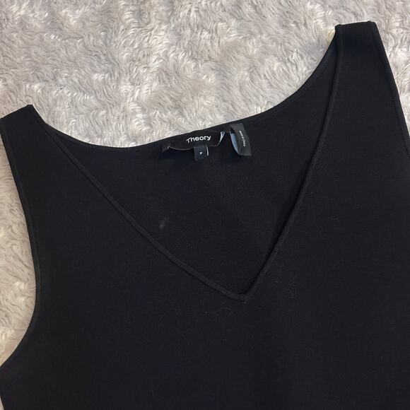 Gorgeous Theory S Stretch Bandage Knit Midi Dress Vneck Black Cocktail ALine - Picture 9 of 10